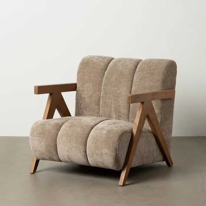 Sillón Taupe Madera de Abedul Salón, 76,5 Cm