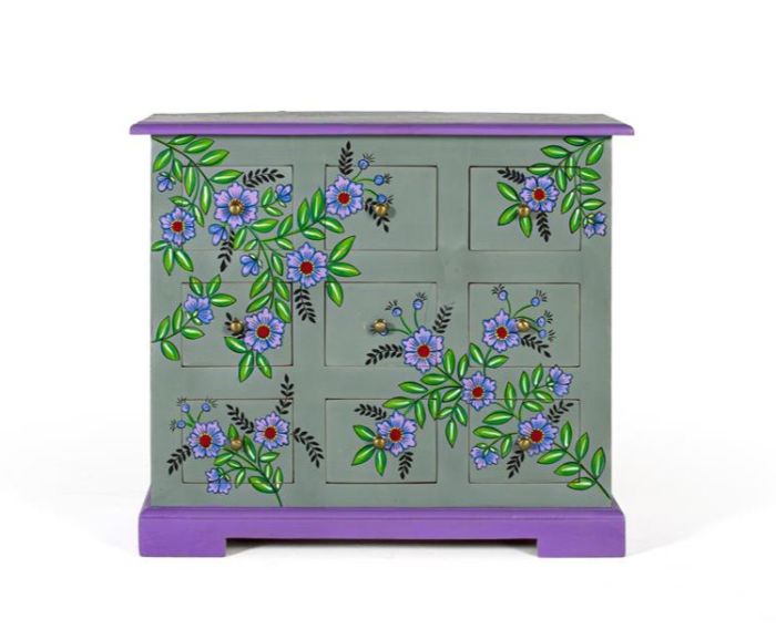 CAJONERA TAHITI  6 cajones madera verde gris 