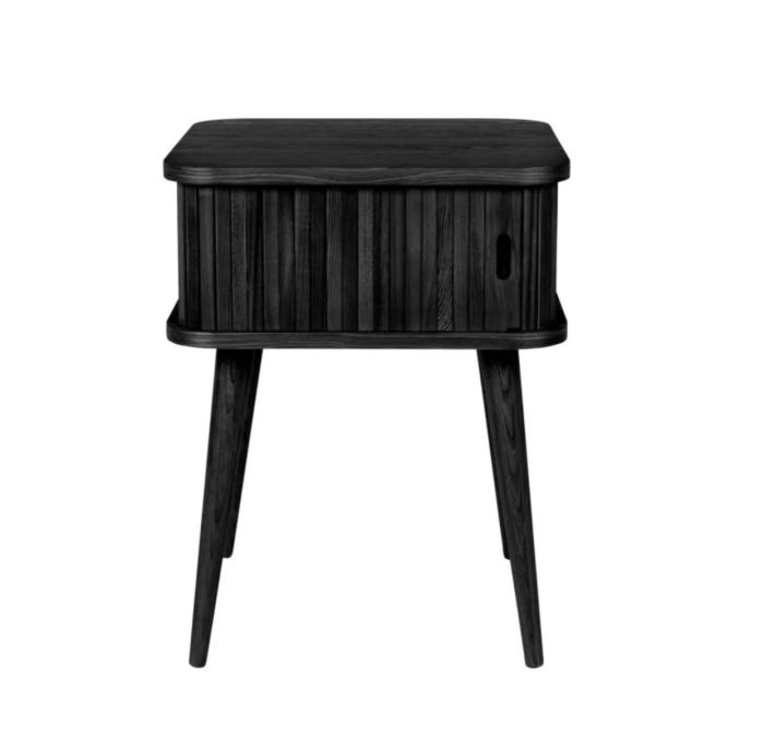 Mesa Auxiliar Barbier Chapa Madera Fresno Madera Caucho Negro, 45 Cm