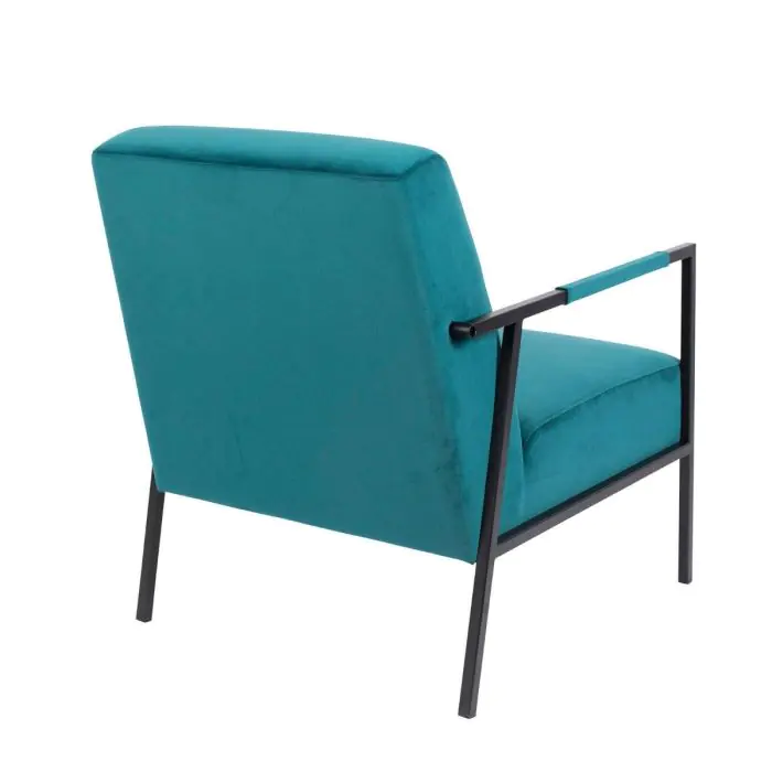 Sillón Vintage Terciopelo Turquesa Metal, 81 Cm