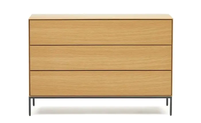 Cómoda Chapa Roble Natural Acero, 110 Cm