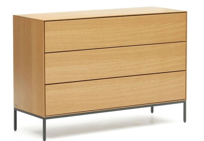 Cómoda Vedrana Estilo Nórdico-Moderno Chapa Roble Natural Acero, 110 Cm