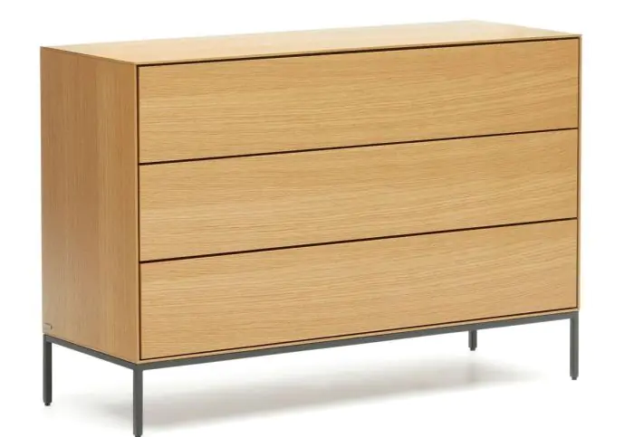 Cómoda Vedrana Estilo Nórdico-Moderno Chapa Roble Natural Acero, 110 Cm