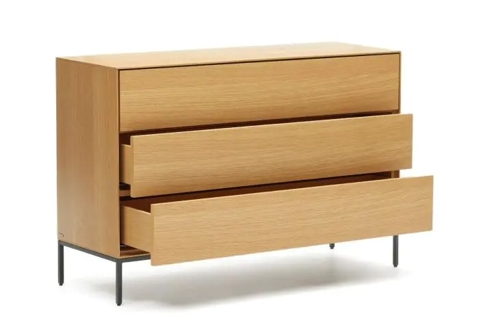 Cómoda Chapa Roble Natural Acero, 110 Cm