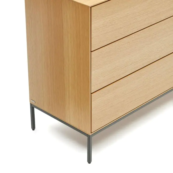 Cómoda Chapa Roble Natural Acero, 110 Cm