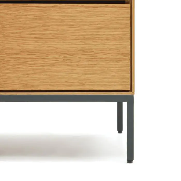 Cómoda Chapa Roble Natural Acero, 110 Cm