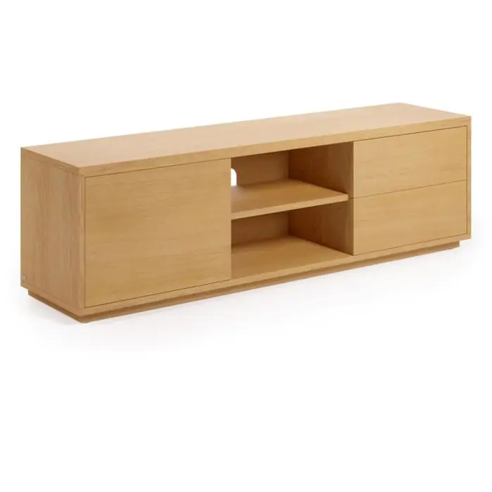 Mueble TV Abilén Estilo Nórdico-Moderno Inspiración Escandinava Natural Chapa Roble Mdf, 170 Cm