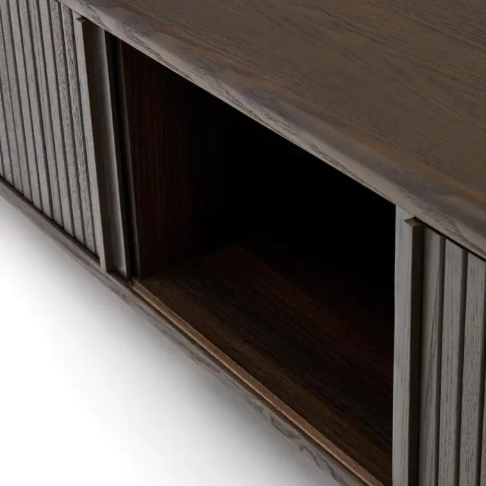 Mueble TV 2 Puertas Chapa Fresno Negro, 200 Cm