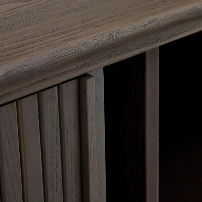 Mueble TV 2 Puertas Chapa Fresno Negro, 200 Cm