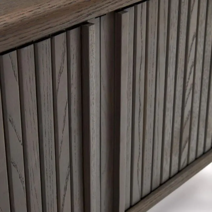Mueble TV Puertas Chapa Fresno Acabado Oscuro, 120 Cm