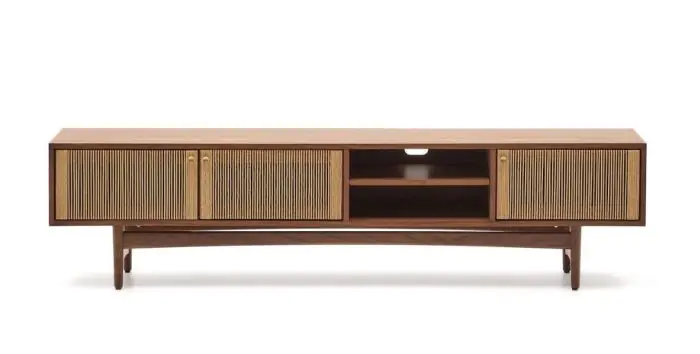 Mueble TV Cuerda Chapa Madera Nogal, 200 Cm