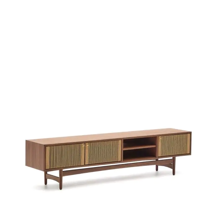 Mueble TV Cuerda Chapa Madera Nogal, 200 Cm