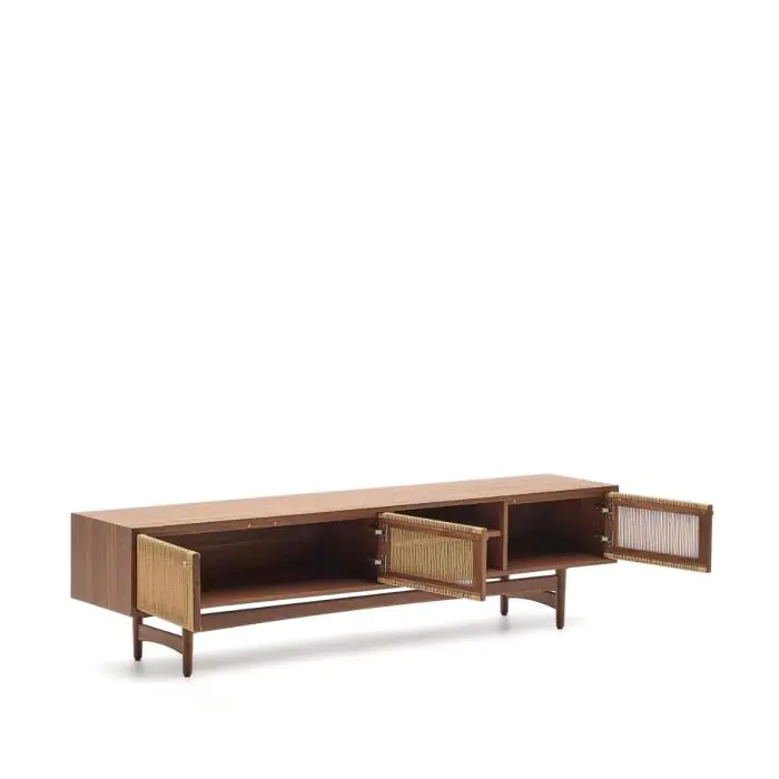 Mueble TV Cuerda Chapa Madera Nogal, 200 Cm
