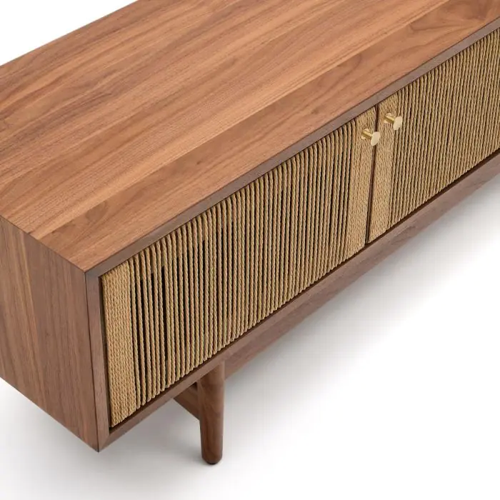 Mueble TV Cuerda Chapa Madera Nogal, 200 Cm