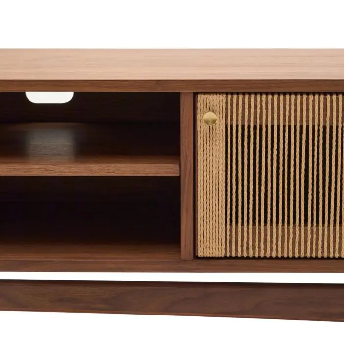 Mueble TV Cuerda Chapa Madera Nogal, 200 Cm