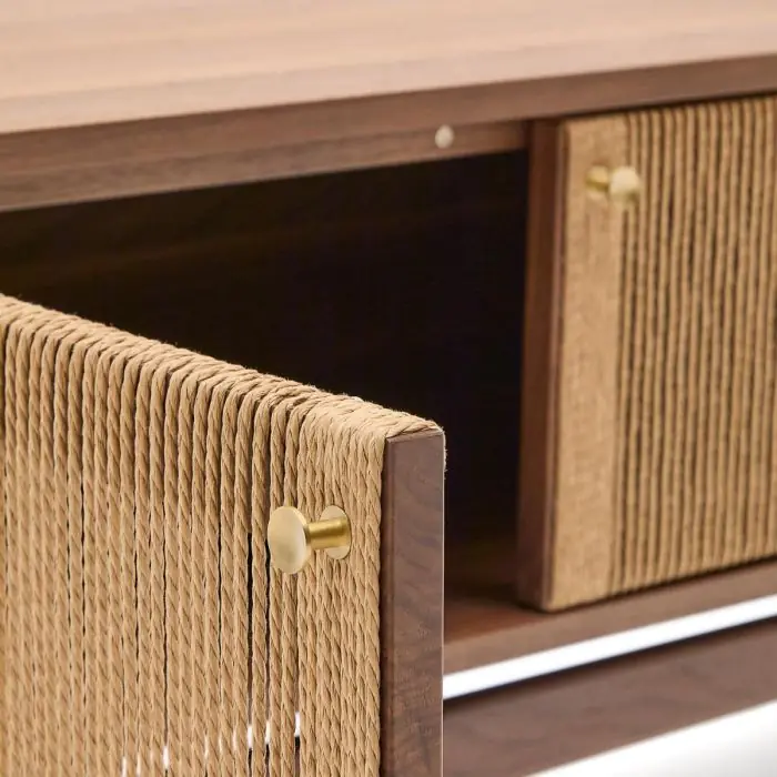 Mueble TV Cuerda Chapa Madera Nogal, 200 Cm