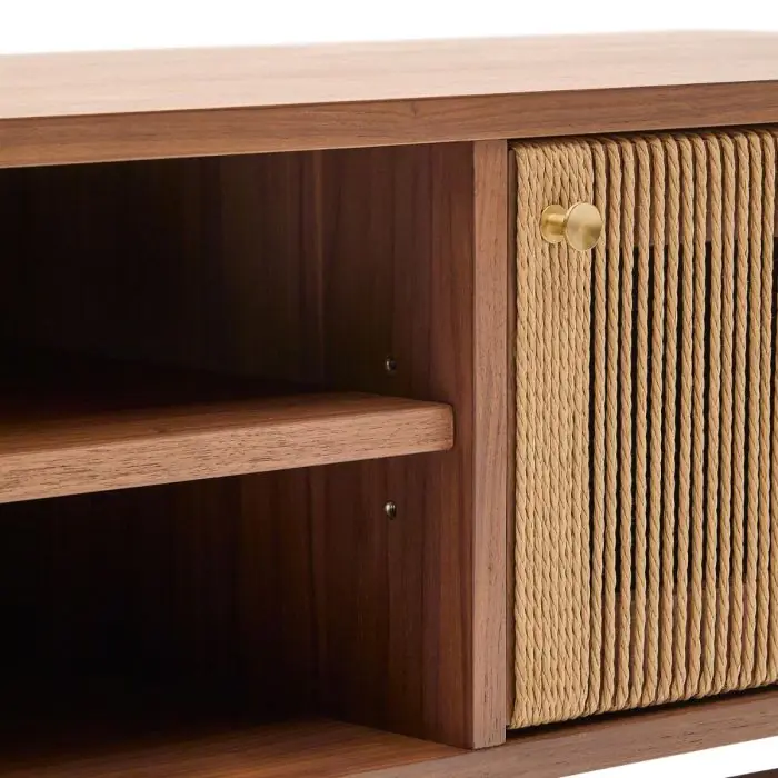Mueble TV Cuerda Chapa Madera Nogal, 200 Cm