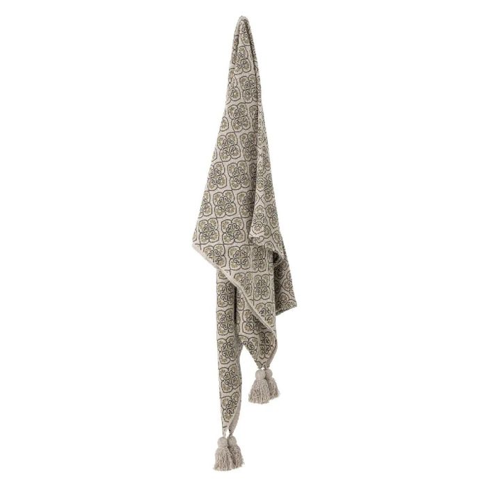 Manta Plaid Flores Cila Color Beige