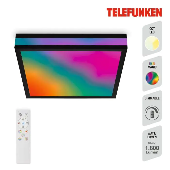 Panel Led Magic Cuadrado Metal Negro, 29,5 Cm