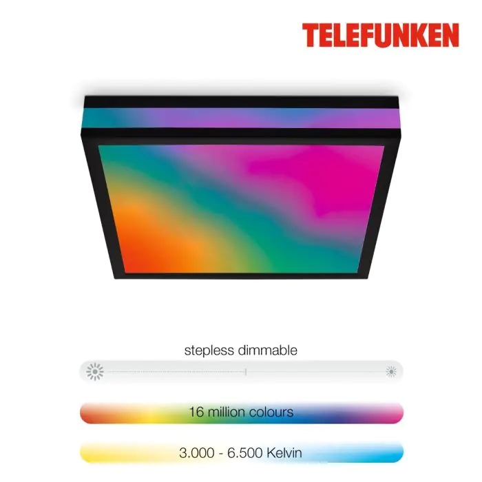 Panel Led Magic Cuadrado Metal Negro, 29,5 Cm