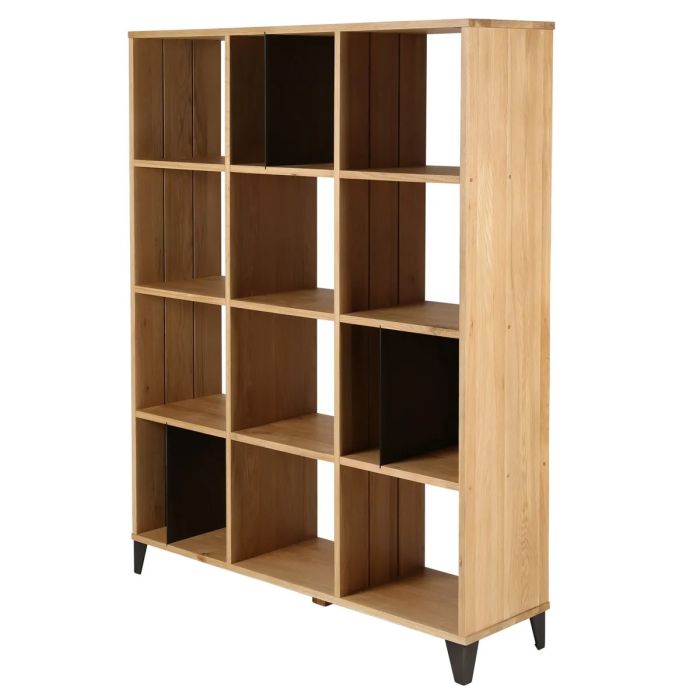 Librería Madera Roble Maciza Hierro, 125 Cm