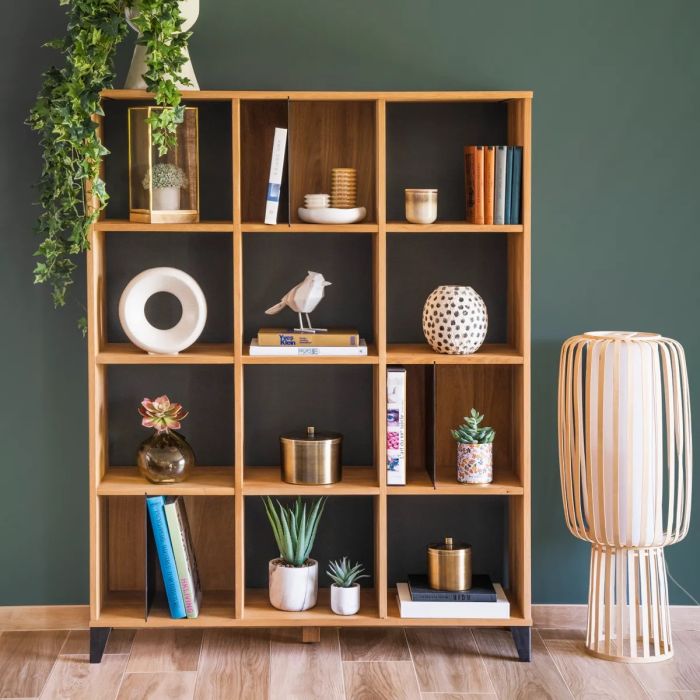 Librería Madera Roble Maciza Hierro, 125 Cm