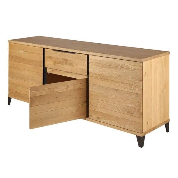 Aparador 3 Puertas 1 Cajón Madera Maciza Roble, 190 Cm