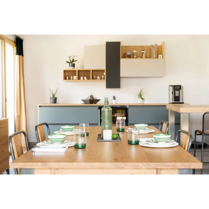 Mesa Comedor Rectangular Roble Metal, 160 Cm