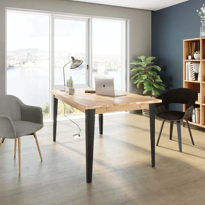 Mesa Comedor Rectangular Roble Metal, 160 Cm