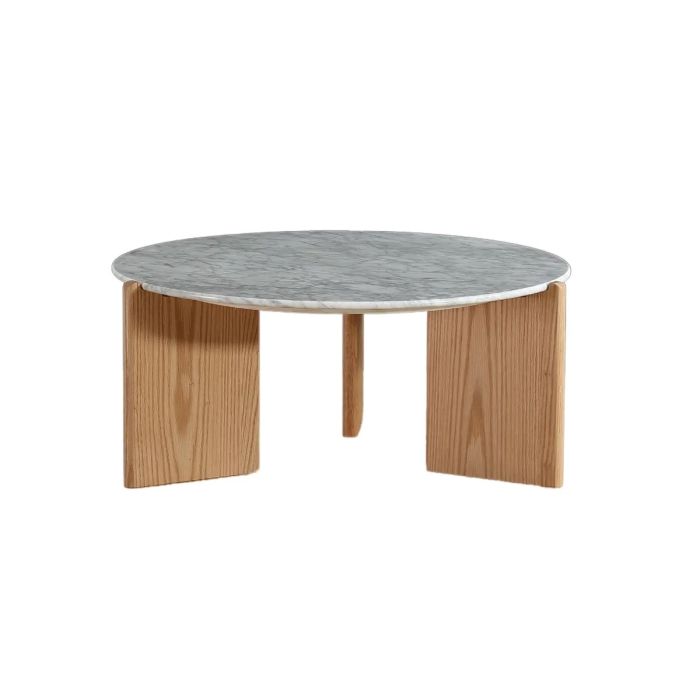 Mesa Centro Roble Mármol Blanco, 80 Cm