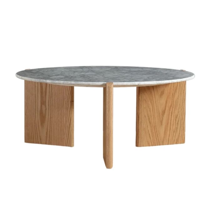 Mesa Centro Roble Mármol Blanco, 80 Cm