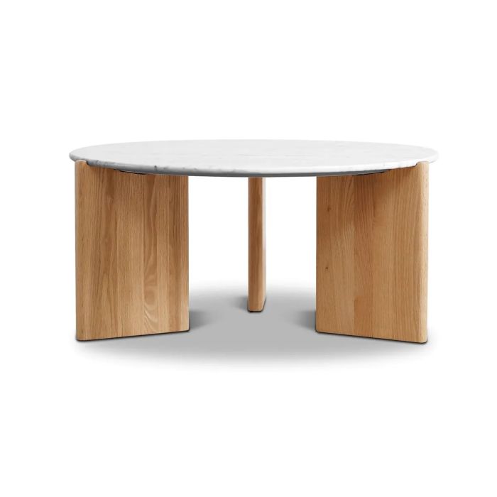 Mesa Centro Roble Mármol Blanco, 80 Cm