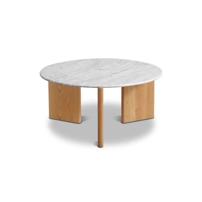 Mesa Centro Roble Mármol Blanco, 80 Cm