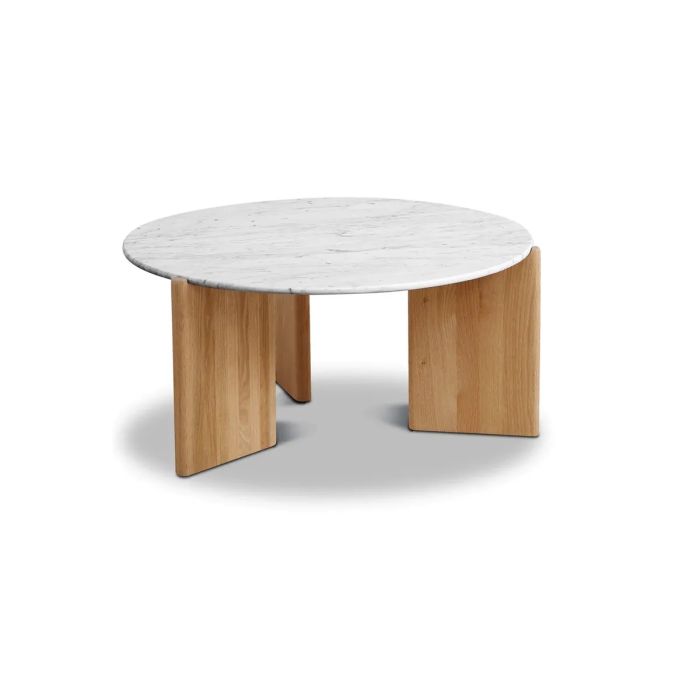 Mesa Centro Roble Mármol Blanco, 80 Cm