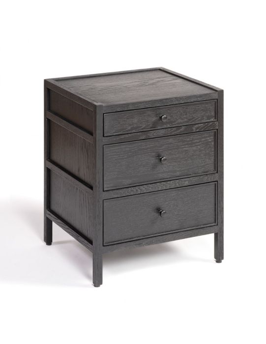 Mesita de noche vintage en madera de roble negro.