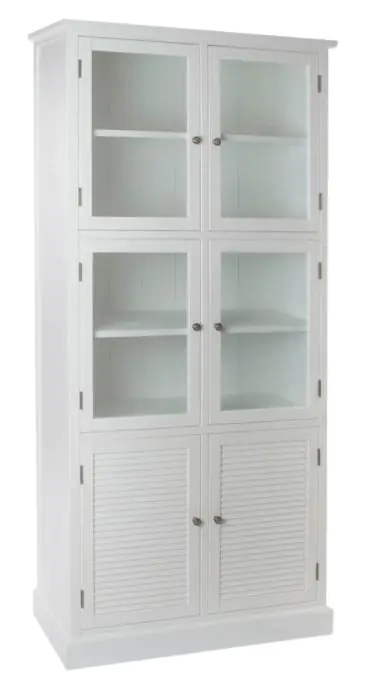 Vitrina Shabby Chic Blanco Madera Cristal, 90 Cm
