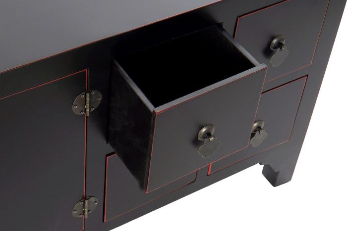 Mueble Tv Oriental Madera Negro/Rojo