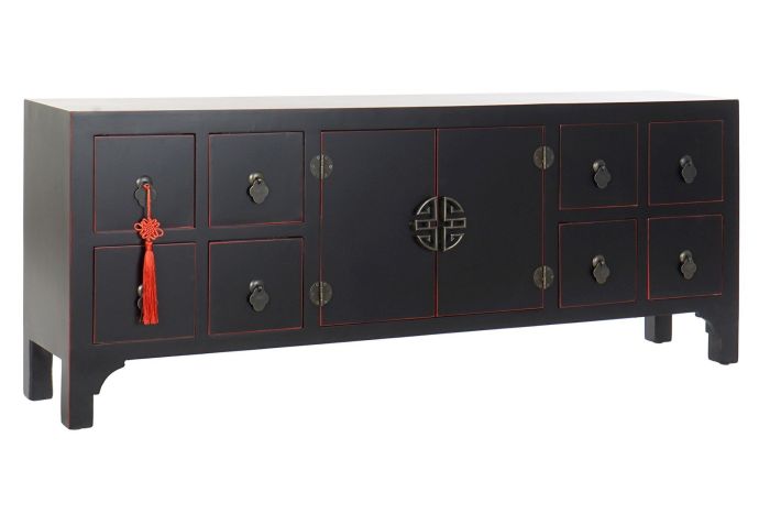 Mueble Tv Oriental Madera Negro/Rojo