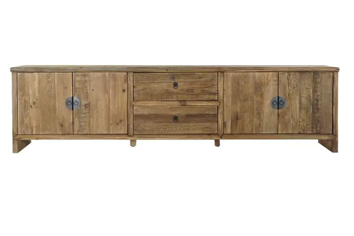Mueble Televisión Madera Natural 4 Puertas, 240 cm