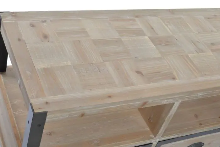 Mueble TV Madera Abeto Metal Natural/Negro, 148 Cm