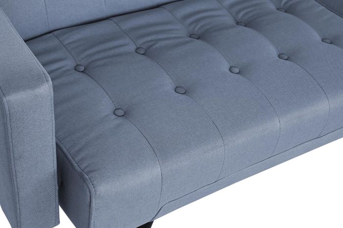 Sofá Cama 2 Plazas Tejido Madera Azul, 200 Cm