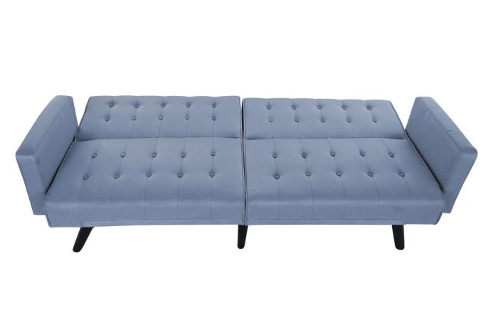 Sofá Cama 2 Plazas Tejido Madera Azul, 200 Cm