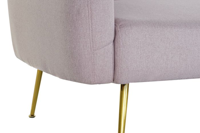 Sofá Tejido Metal Rosa Oro Moderno, 129 Cm