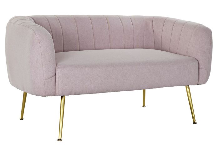 Sofá Tejido Metal Rosa Oro Moderno, 129 Cm