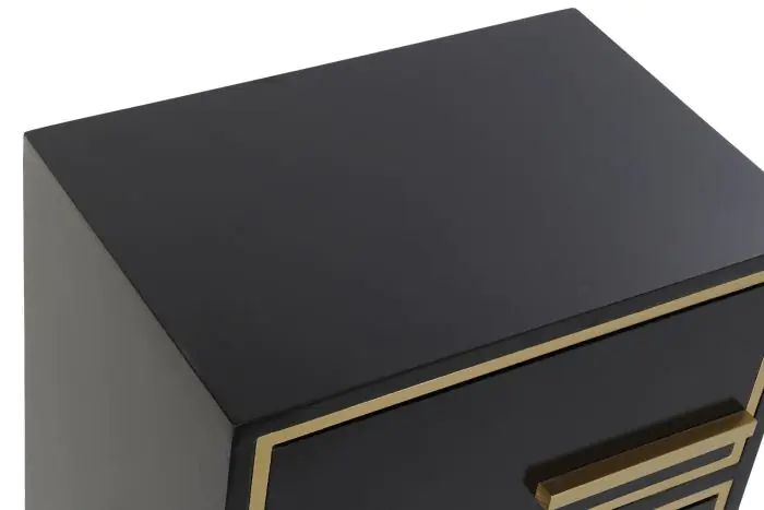 Mesita de Noche Estilo Art Decó Dorado Metal, 45 Cm