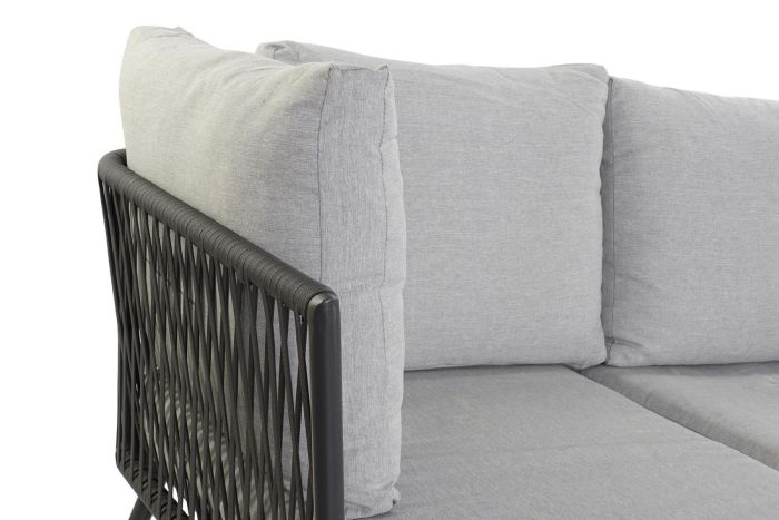Sofá Set Jardín Aluminio Negro Tejido Gris, 196 Cm