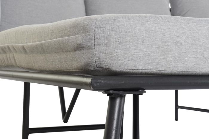 Sofá Set Jardín Aluminio Negro Tejido Gris, 196 Cm