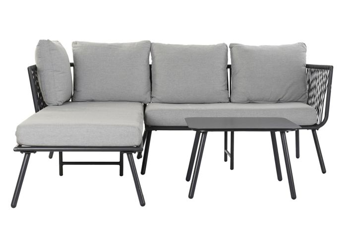 Sofá Set Jardín Gris Aluminio, 196 Cm