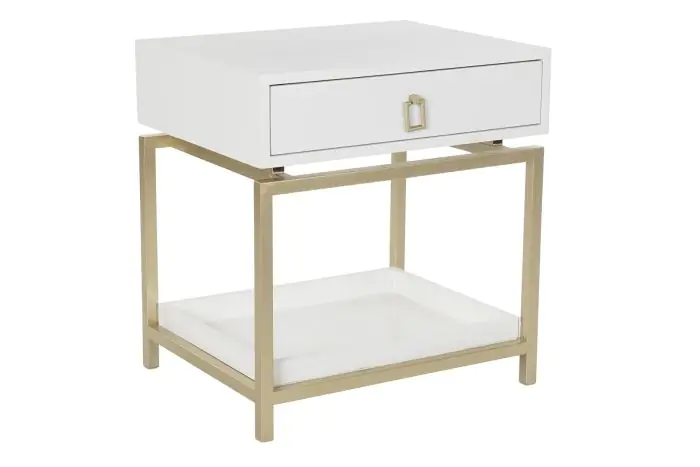 Mesita de Noche Estilo Art Decó Blanco Madera, 50 Cm