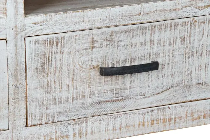 Mueble TV Madera Mango Blanco Decapé, 158 Cm 